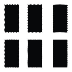 Set of 6 Black Wavy Edge Rectangle Shapes Icon Set. Vector illustration. Eps file 2. - obrazy, fototapety, plakaty
