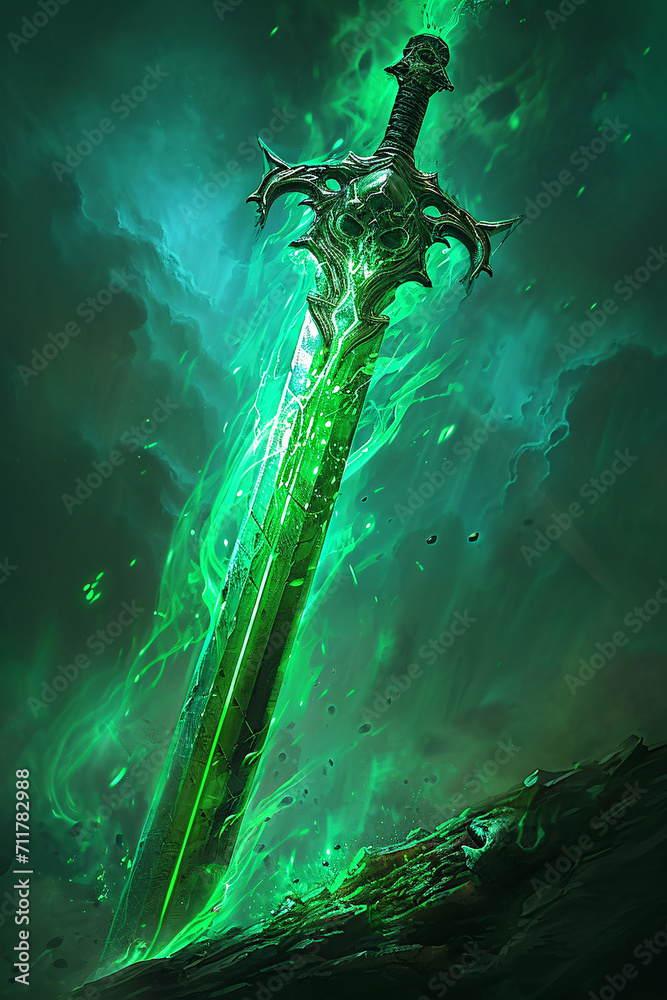 Canvas Prints blade made out of pure green demon magic with an hilt made of bronze