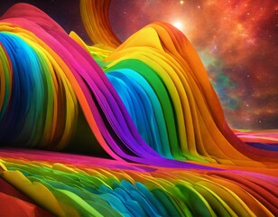 crear el universo en 3d con los colores del arco iris