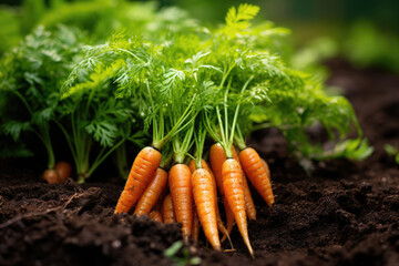 Fresh carrots on the ground harvest