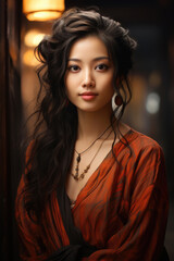 Beautiful Asian girl with long hair