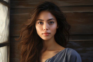 Beautiful Asian girl with long hair