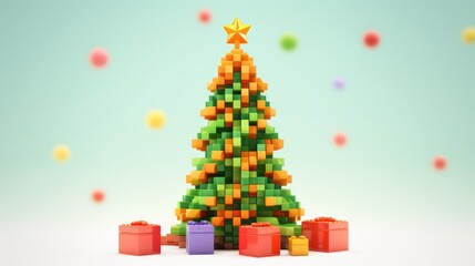 Fototapeta premium Spirit of the season with a pixelated Happy Christmas