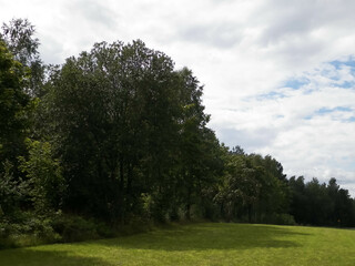 Fototapeta na wymiar Green field landscape. Kashubia region of Poland