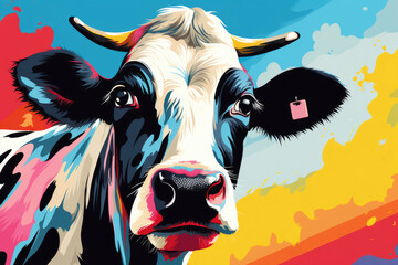 Fototapeta na wymiar Colorful pop art design cow