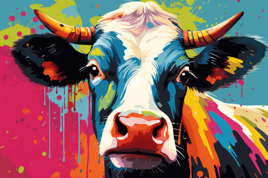 Fototapeta Colorful pop art design cow