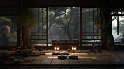 View of the town. AI generated art illustration.