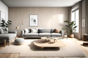 Fototapeta na wymiar Embracing Tranquillity in a Modern Living Room with Natural Elegance