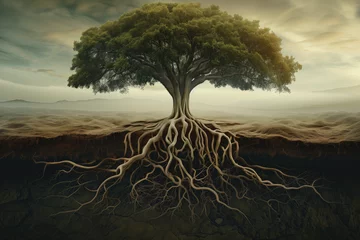 Rolgordijnen Tree with roots © thejokercze