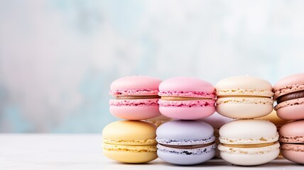 Obraz premium a plate filled with delectable chocolate macarons in a minimalist modern style setting.