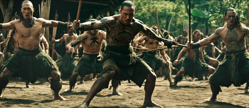 polynesian warrior leading his people into battle