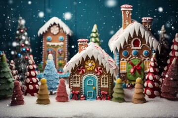 Fototapeta premium Merry holiday scene with colorful Christmas