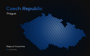 Czech Respublic Map in a Line Pattern. Stylized simple vector map