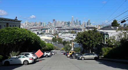 San Francisco panoramic view of the downtown skyline from Potrero hill.