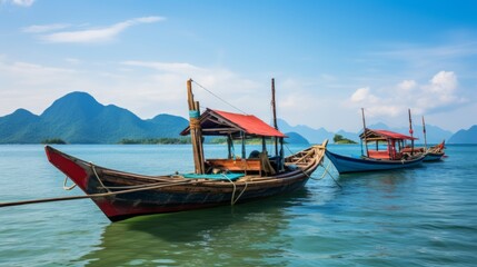 Boats floating on a peaceful lake