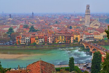 panorama of Borgo Trento seen from the San Pietro hill of the city of Verona, Italy