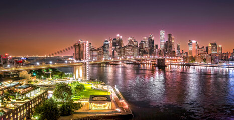 Brooklyn Bridge and Lower Manhattan - obrazy, fototapety, plakaty
