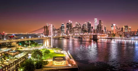 Gordijnen Brooklyn Bridge and Lower Manhattan © Larry Gibson