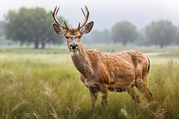 Naklejka na ściany i meble deer in meadow, wildlife picture