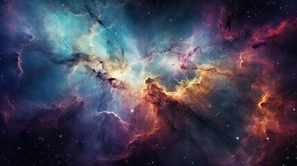 Fototapeta premium Colorful space filled with stars and clouds