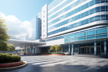Hospital building. Care center. Building in the medical field. Medical profession. Hospital building architecture.
​