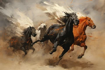 Stoff pro Meter Whirling sandstorm horsemen, riding on gusts of wind with unrivaled speed - Generative AI © Sidewaypics
