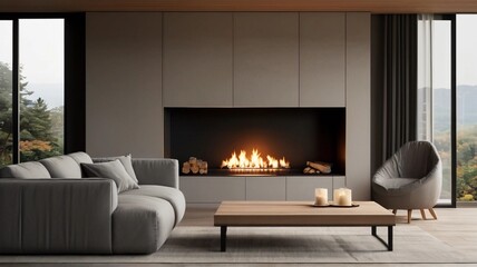 living room with fireplace