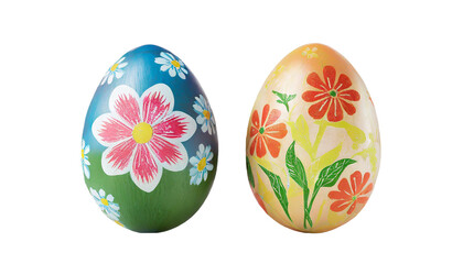 Fototapeta premium Easter eggs with flowers. Isolated on a transparent background.