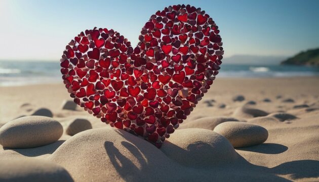 valentine's day art, stone heart on the beach, decorative heart on the beach, picture for valentine's day