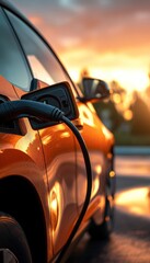 Une voiture électrique connectée à une station de recharge sur un parking