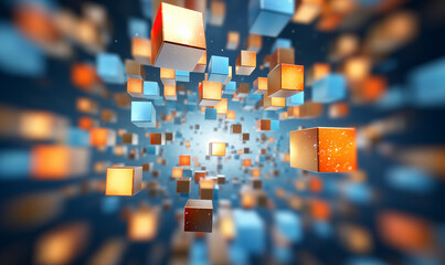 Blocks of data transmission concept, blockchain and information medium