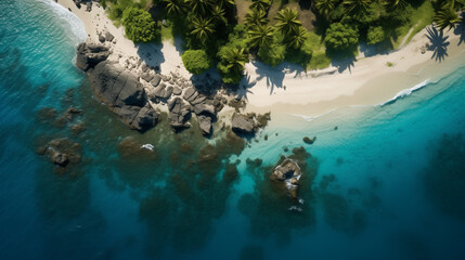 Drone shot of a tropical beach