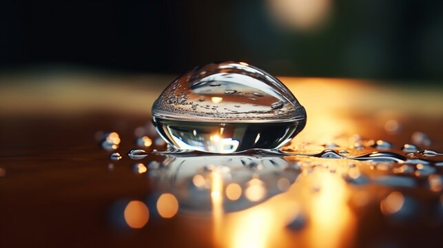 A rainy evening view inside a water droplet - Generative AI