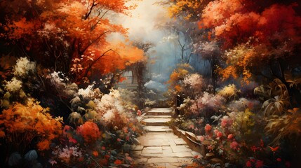 Obraz na płótnie Canvas view or the autumn garden