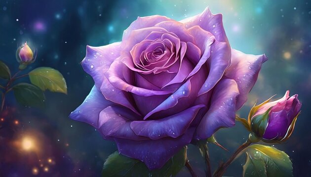 purple rose flower on background with clipping path closeup for design background nature