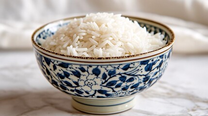 A photo of newly prepared rice in a dish. Professional capture.