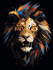 T-shirt design, a modern, abstract representation of a roaring lion created with Generative Ai