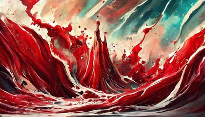 red paint liquid splash against background