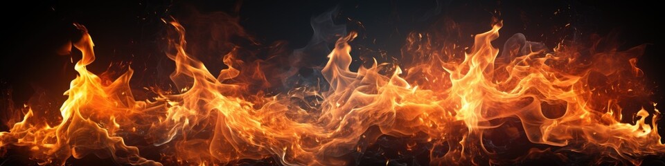 Fire flame on dark background