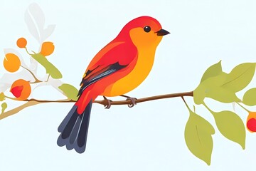 Bird on branch illustration
