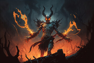 burning skull in fire