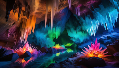 Glimmering Depths: A Surreal Symphony of Light in the Crystalline Abyss