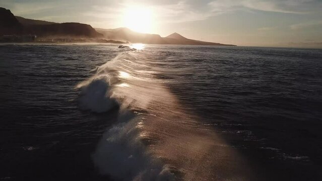 Wave in the North Sea of Gran Canaria, Aerial View in 4K