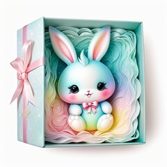 easter bunny with easter egg and gift box  created with generative AI software