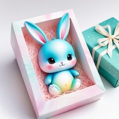 easter bunny with easter egg and gift box  created with generative AI software