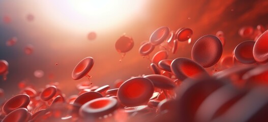 Red blood cells in a blood vessel. Generative AI.