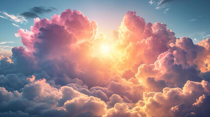 Soft Pastel Cloudscape. Calming and dreamlike background.  - obrazy, fototapety, plakaty