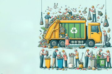 Fototapeta premium Sorting and recycling of garbage. Space for text.