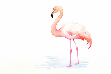 Flamingo, pink hues , cartoon drawing, water color style, AI Generated