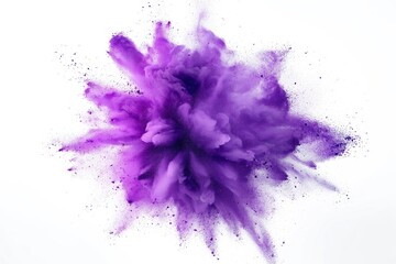 purple powder explosion isolated on white background. purple dust particles splash. Holi Festival. Burst of colors series. Vibrant contrast. Celebration and creativity concept background texture 3